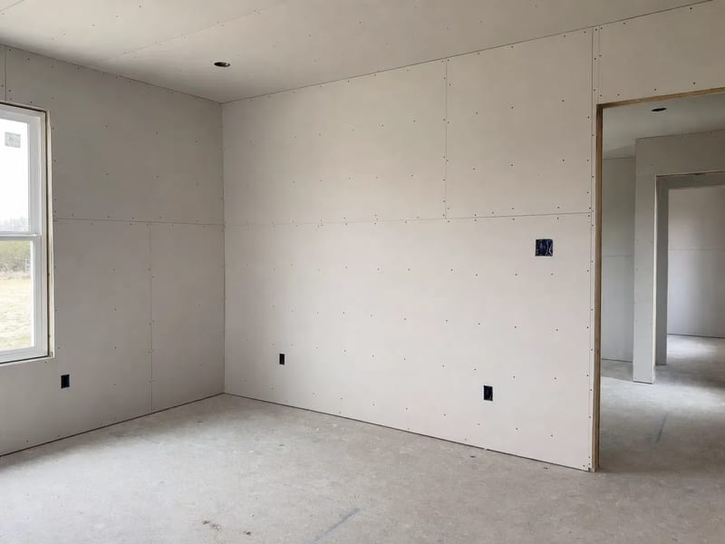 After: drywall hung on walls and ceiling