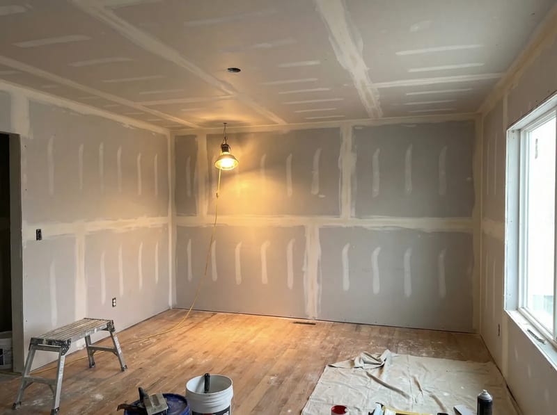 Before: Level 3 finished drywall before paint in a full home remodel